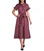 J.Marie Ruffle Sleeve Button Front Plaid Midi Dress - Image 1