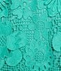 J.Marie Seraphina Floral 3D Lace Split Round Button Up Neck Long Sleeve Shift Dress, Color:Teal - Image 3