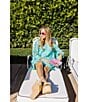 J.Marie Seraphina Floral 3D Lace Split Round Button Up Neck Long Sleeve Shift Dress, Color:Teal - Image 5