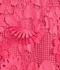Color:Hot Pink - Image 3 - Seraphina Floral 3D Lace Split V Button Up Long Sleeve Shift Dress