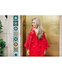 Color:Red - Image 4 - Seraphina Floral Long Sleeve 3D Lace Mandarin Collar Midi Dress
