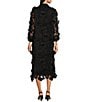 Color:Black - Image 2 - Seraphina Floral Long Sleeve 3D Lace Mandarin Collar Midi Dress