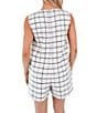J.Marie Stassi Tweed Plaid Print Round Neck Sleeveless Romper, Color:White - Image 2