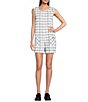 J.Marie Stassi Tweed Plaid Print Round Neck Sleeveless Romper, Color:White - Image 5