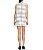 J.Marie Stassi Tweed Plaid Print Round Neck Sleeveless Romper, Color:White - Image 6