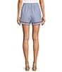 Color:Blue Stripe - Image 2 - Tristen Embroidered Striped Pull-On Coordinating Shorts