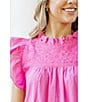 Color:Pink - Image 5 - Wrin Ruffle Crew Neck Cap Sleeve Novelty Trim Side Pocket Tiered Waistless Dress