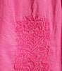 Color:Pink - Image 6 - Wrin Ruffle Crew Neck Cap Sleeve Novelty Trim Side Pocket Tiered Waistless Dress