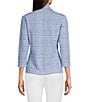 Color:Blue - Image 2 - Aida Catalina Cloth Knit Collared V-Neck 3/4 Sleeve Shirt