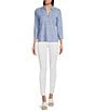 Color:Blue - Image 3 - Aida Catalina Cloth Knit Collared V-Neck 3/4 Sleeve Shirt
