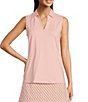 Color:Pink - Image 1 - Aida Catalina Cloth Knit Point Collar Sleeveless Top