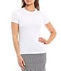 J.McLaughlin Allie Stretch Crew Neck Short Sleeve Tee, Color:White - Image 1