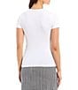 J.McLaughlin Allie Stretch Crew Neck Short Sleeve Tee, Color:White - Image 2