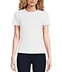 Color:White - Image 1 - Allie Catalina Cloth Knit Jacquard Crew Neck Short Sleeve Tee