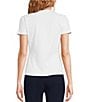 Color:White - Image 2 - Allie Catalina Cloth Knit Jacquard Crew Neck Short Sleeve Tee