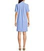 J.McLaughlin Amber Chambray Riptide Jacquard Point Collar Short Sleeve Dress, Color:Chambray - Image 2