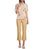Color:Tan - Image 3 - Amelia Cloth Knit Gingham Print Pull-On Cropped Pants