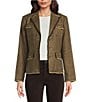 J.McLaughlin Anwen Herringbone Tweed Wool Notch Collar Long Sleeve Jacket, Color:Coffee - Image 1