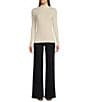 J.McLaughlin Arlette Solid Ribbed Knit Long Sleeve Turtleneck Sweater, Color:Egret White - Image 3