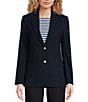 J.McLaughlin Benji Amelia Cloth Notch Lapel Long Sleeve Button Front Blazer, Color:Winter Navy - Image 1
