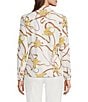 J.McLaughlin Betty Printed Catalina Cloth Point Collar Long Sleeve Button Front Top, Color:Off White/Gold/Brown - Image 2