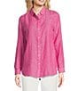 J.McLaughlin Britt Linen Point Collar Long Sleeve Button Front Blouse, Color:Persian Pink - Image 1