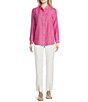 J.McLaughlin Britt Linen Point Collar Long Sleeve Button Front Blouse, Color:Persian Pink - Image 3