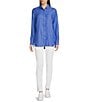 J.McLaughlin Britt Linen Point Collar Long Sleeve Button Front Blouse, Color:French Blue - Image 3