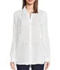 J.McLaughlin Britt Linen Point Collar Long Sleeve Button Front Blouse, Color:White - Image 1