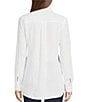 J.McLaughlin Britt Linen Point Collar Long Sleeve Button Front Blouse, Color:White - Image 2