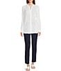 J.McLaughlin Britt Linen Point Collar Long Sleeve Button Front Blouse, Color:White - Image 3