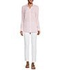 J.McLaughlin Britt Linen Point Collar Long Sleeve Button Front Blouse, Color:Light Pink - Image 3