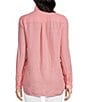 Color:Pink - Image 2 - Britt Linen Point Collar Long Sleeve Button-Front Shirt