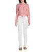 Color:Pink - Image 3 - Britt Linen Point Collar Long Sleeve Button-Front Shirt