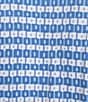 Color:Blue - Image 3 - Brynn Geo Print Jersey Knit Collared V-Neck 3/4 Sleeve Chest Pocket Belted Shirt Dress