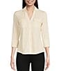 Color:Off White - Image 1 - Brynn 3/4 Sleeve Point Collar Shirt
