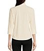 Color:Off White - Image 2 - Brynn 3/4 Sleeve Point Collar Shirt