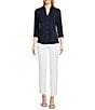 J.McLaughlin Brynn 3/4 Sleeve Point Collar Shirt, Color:Navy - Image 3