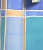 Color:Light Blue - Image 3 - Brynn Tile Print Jersey Knit Collared V-Neck 3/4 Sleeve Chest Pocket Belted Shirt Dress