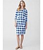 Color:Blue - Image 4 - Calla Printed Point Collar 3/4 Sleeves Tie Belt Shirt Dress