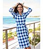 Color:Blue - Image 5 - Calla Printed Point Collar 3/4 Sleeves Tie Belt Shirt Dress