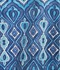 Color:Blue - Image 3 - Carly Catalina Cloth Knit Equestrian Print Split V-Neck 3/4 Sleeve Bodycon Dress
