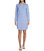 Color:Blue - Image 1 - Charlee Chevron Print Collared V-Neck Long Sleeve Hi-Low Hem Shirt Dress