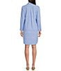 Color:Blue - Image 2 - Charlee Chevron Print Collared V-Neck Long Sleeve Hi-Low Hem Shirt Dress