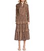 J.McLaughlin Coordinating Guilia Floral Print Tiered Flounce Midi Skirt, Color:Plum/Purple - Image 3