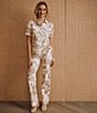 J.McLaughlin Cornelia Coordinating Point Collar Short Sleeve Button Front Top, Color:Off White/Brown - Image 5