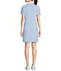 Color:Aqua - Image 2 - Costas Catalina Cloth Knit Collared V-Neck Short Sleeve Pocketed Sheath Dress