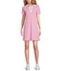 Color:Soft Pink - Image 1 - Costas Catalina Cloth Knit Collared V-Neck Short Sleeve Pocketed Sheath Dress