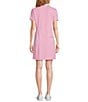 Color:Soft Pink - Image 2 - Costas Catalina Cloth Knit Collared V-Neck Short Sleeve Pocketed Sheath Dress