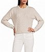 J.McLaughlin Crew Neck Long Sleeve Cotton Aran Cable Knit Sweater - Image 1